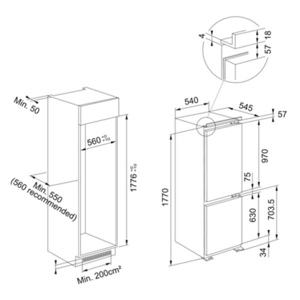 Изображение товара Встраиваемый холодильник комби Franke FCB 320 TNF NE E