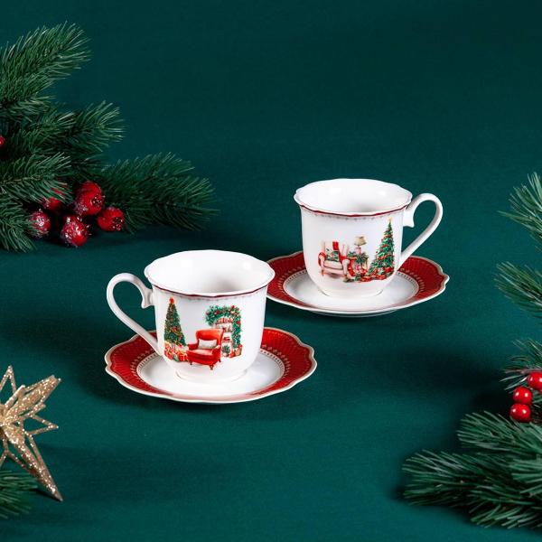 Изображение товара Кружка для чая FISSMAN CHRISTMAS EVE 250 мл с блюдцами