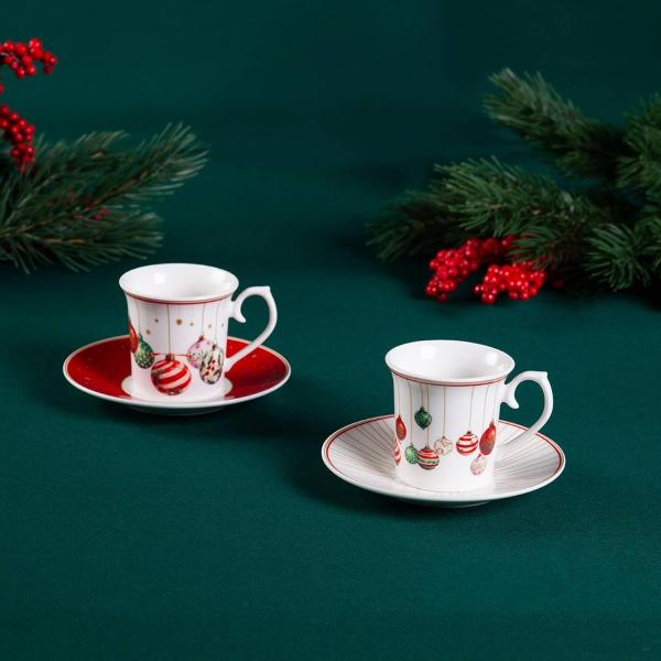 Изображение товара Кружка для чая FISSMAN CHRISTMAS BALLS 90 мл с блюдцами