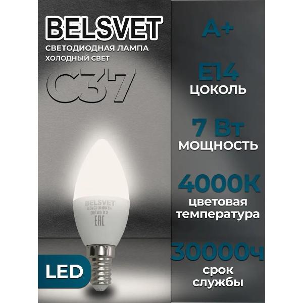 Изображение товара Лампа LED BELSVET LED-M С37 7 W 4000 K E14