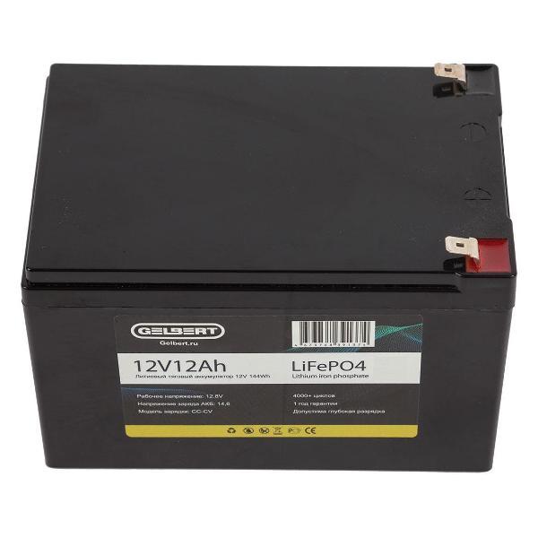 Изображение товара Тяговая аккумуляторная батарея Gelbert Gelbert LiFePO4 (12V/12Ah/12A/144Wh) [6-DZF-12]