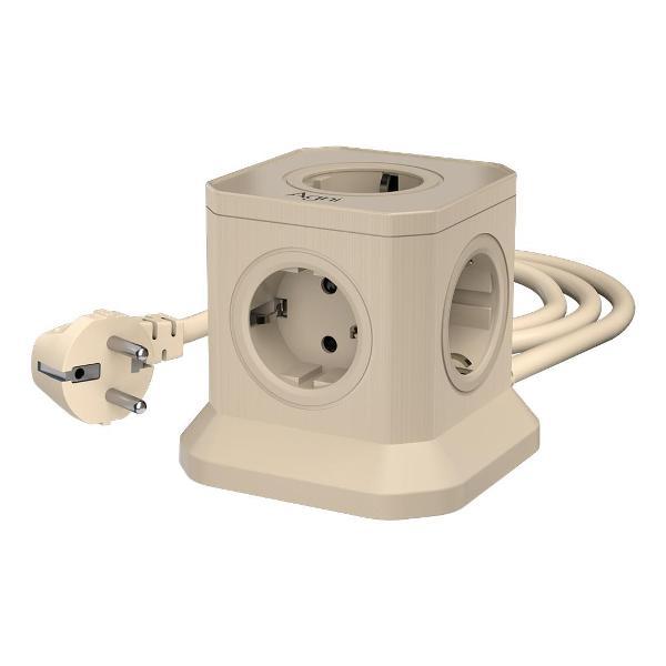 Изображение товара Сетевой фильтр AGNI башня 5 розеток, 2 метра, слоновая кость