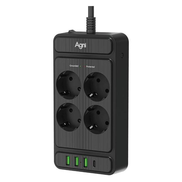 Изображение товара Сетевой фильтр_ AGNI TP-FS4U4E-PD-3m-black