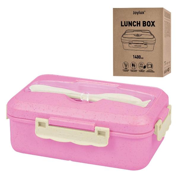 Изображение товара Ланч-бокс JOYLUX 1,4л 3 отделения +ложка вилка розовый