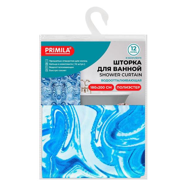 Изображение товара Штора для ванной PRIMILA Полиэстер 180х200см голубые волны