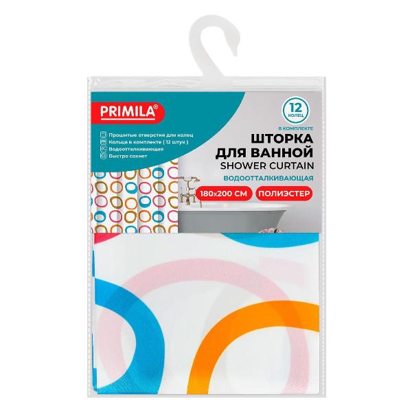 Изображение товара Штора для ванной PRIMILA Полиэстер 180х200см круги