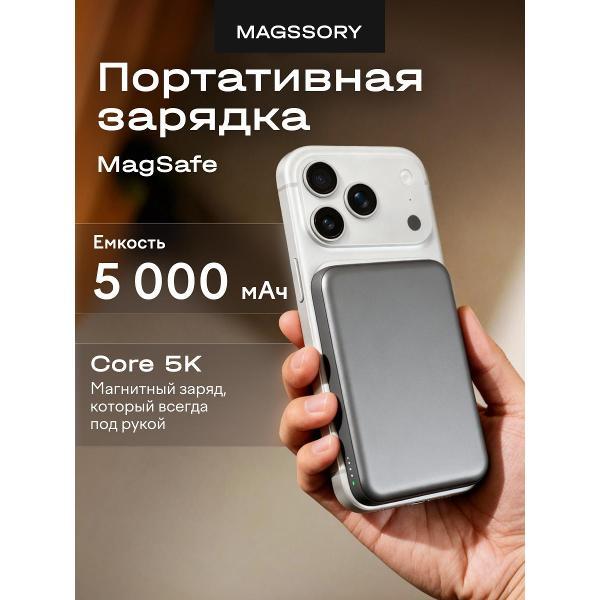 Изображение товара Портативный аккумулятор для смартфона Magssory Core 5K, MagSafe, Midnight, PBN003