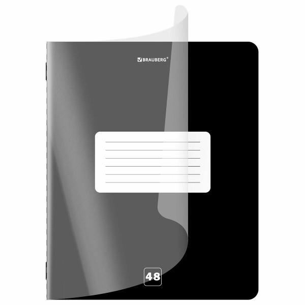 Изображение товара Тетрадь Brauberg ДЭК обложка пластик(прозрач)А5 48л скоба,клетка,КОМПЛ 4шт, Smart Cover,ЧЕРНАЯ,405067