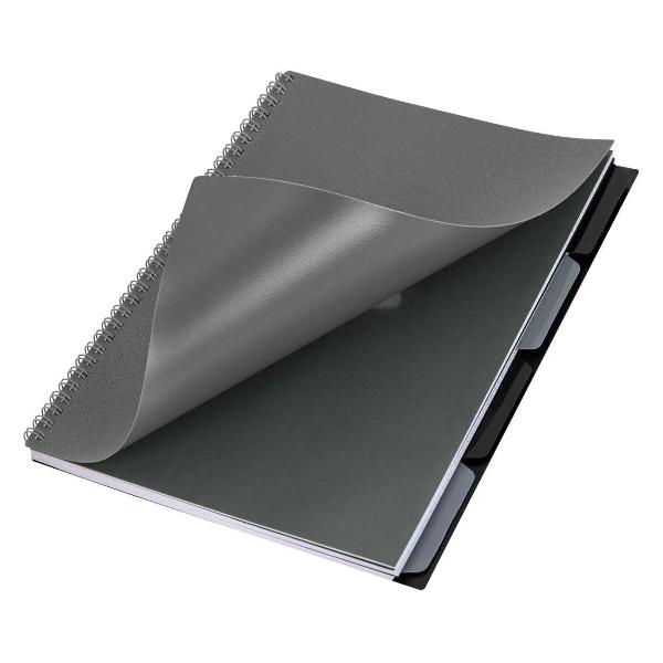 Изображение товара Тетрадь Brauberg обложка пластик, А4 80л. гребень, 4 разделителя, клетка, , серый, 405365