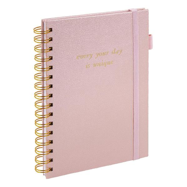 Изображение товара Тетрадь Brauberg на гребне А5 148х216мм  Calipso под кожу, резинка, клетка, 80л,розовая,116251