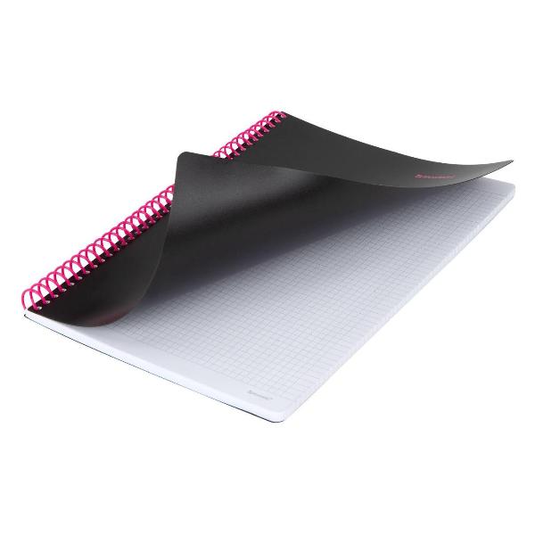 Изображение товара Тетрадь Brauberg обложка пластик, А4 80л. спираль пластик, резинка, клетка, черный/розовый, 405380