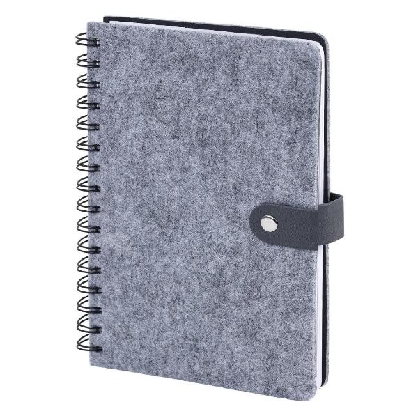Изображение товара Тетрадь Brauberg А5 135х210мм Felt, на гребне, войлок, кнопка, 160л, серый, 117133
