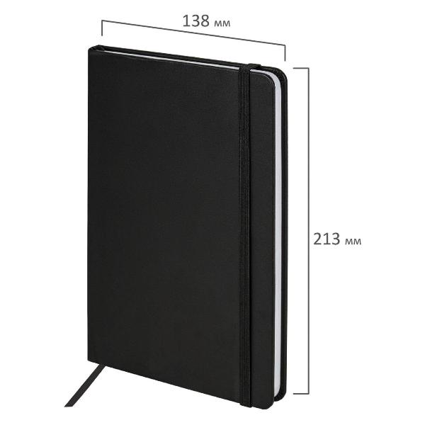 Изображение товара Блокнот для записей Brauberg А5 138x213мм Basic, под кожу, 80л, клетка, черный, 116227