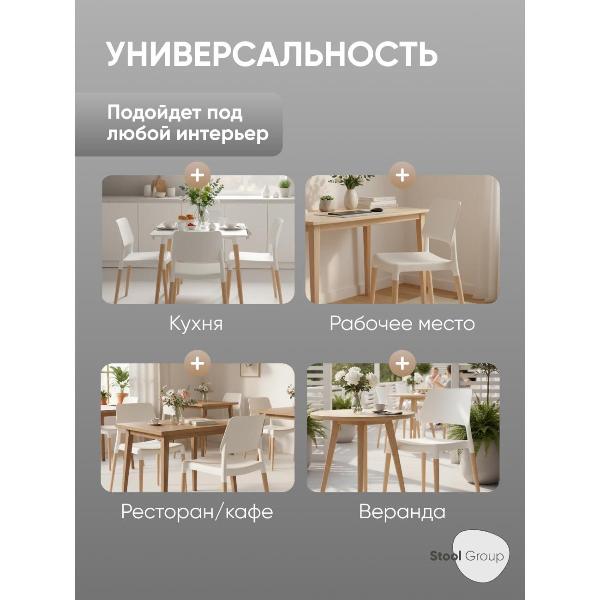 Изображение товара Стул Stool Group для кухни обеденный BISTRO, белый с деревян. Ножками (комплект 4 стула)
