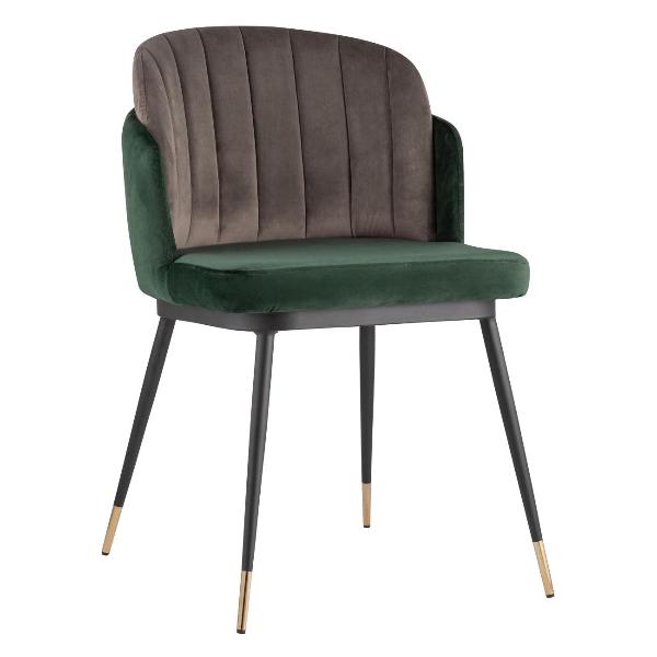 Изображение товара Стул Stool Group для кухни обеденный Пенелопа, велюр, зеленый+коричневый