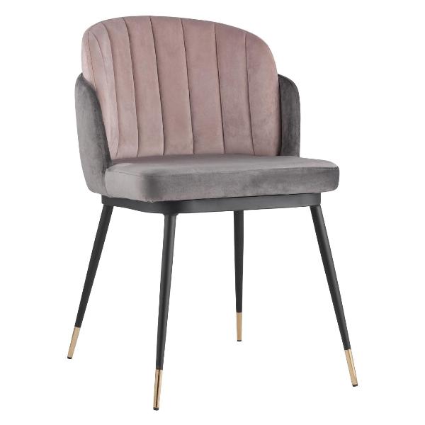 Изображение товара Стул Stool Group для кухни обеденный Пенелопа, велюр, темно-серый+розовый