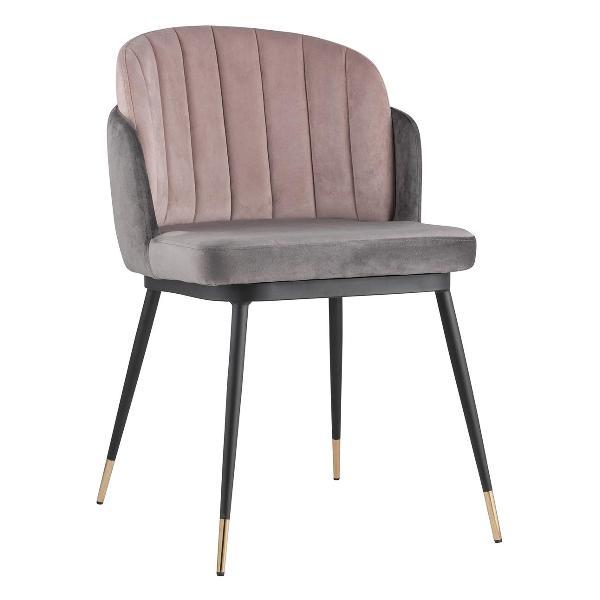 Изображение товара Стул Stool Group для кухни обеденный Пенелопа, велюр, темно-серый+розовый (комплект 2 стула)