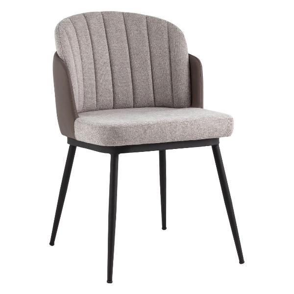 Изображение товара Стул Stool Group для кухни обеденный Пенелопа, рогожка серый с серой экокожей