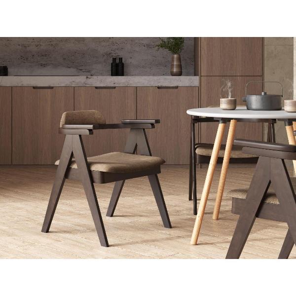 Изображение товара Стул Stool Group для кухни обеденный OLAV, массив гевеи (эспрессо), мягкое сидение, оливковое (комплект 2 стула)