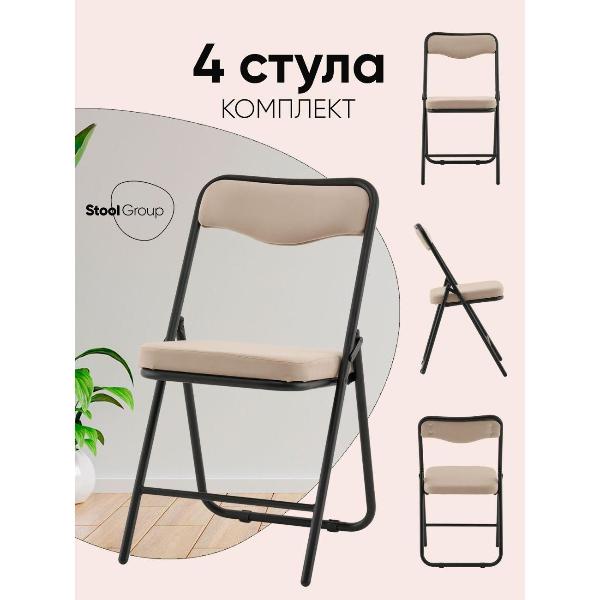 Изображение товара Стул Stool Group для кухни Джонни велюр велютто бежевый каркас черный матовый (комплект 4 стула)