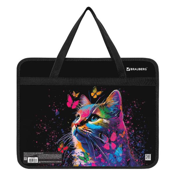 Изображение товара Папка Brauberg с ручками А4 Кот и бабочки