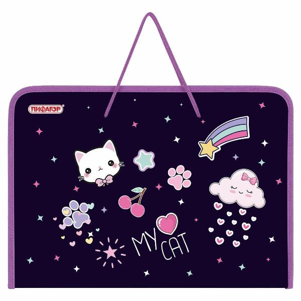 Изображение товара Папка Пифагор А4 органайзер с ручками my cat
