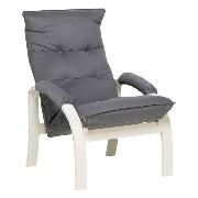 Изображение товара Кресло Правила мебели Ливади для отдыха дома с подлокотниками, высокие ножки, 68.5х80х110 см, Слоновая кость / Серый, велюр