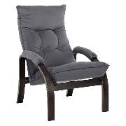 Изображение товара Кресло Правила мебели Ливади для отдыха дома с подлокотниками, высокие ножки, 68.5х80х110 см, Венге / Серый, велюр