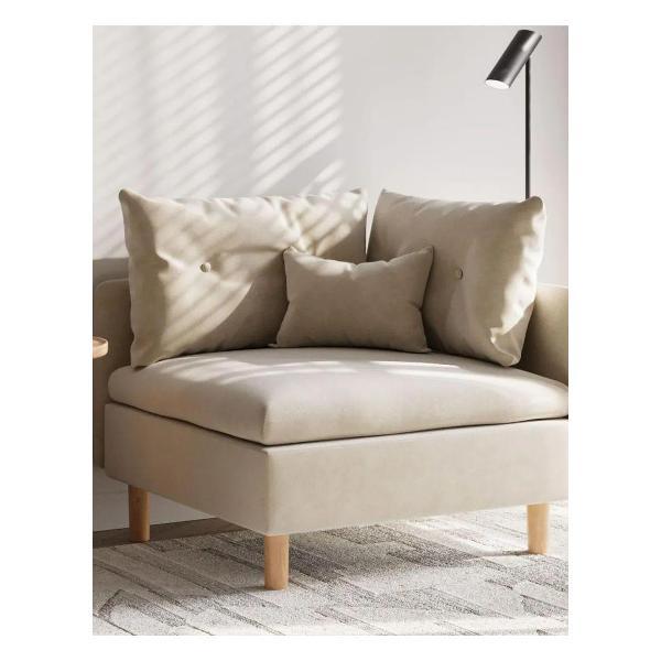 Изображение товара Кресло Правила мебели Армана для отдыха дома, с декоративной подушкой, на высоких ножках, 99.5х99.5х74 см, Кремовый, велюр