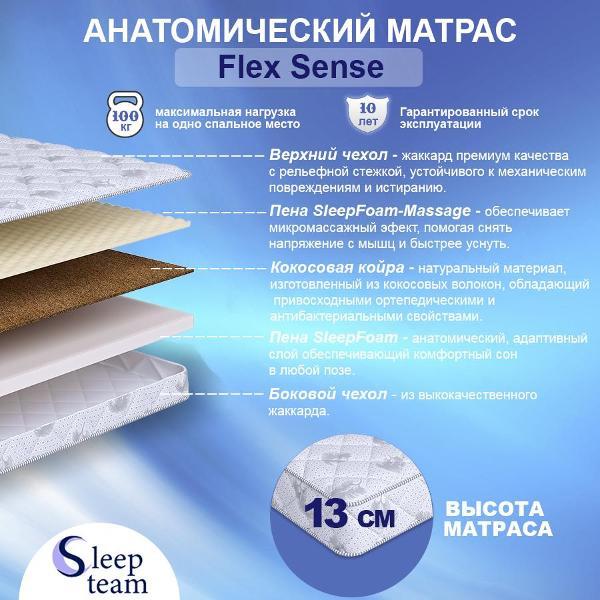 Изображение товара Матрас SleepTeam детский Flex Sense 90х125, высота 13 см, беспружинный с массажным эффектом, односпальный