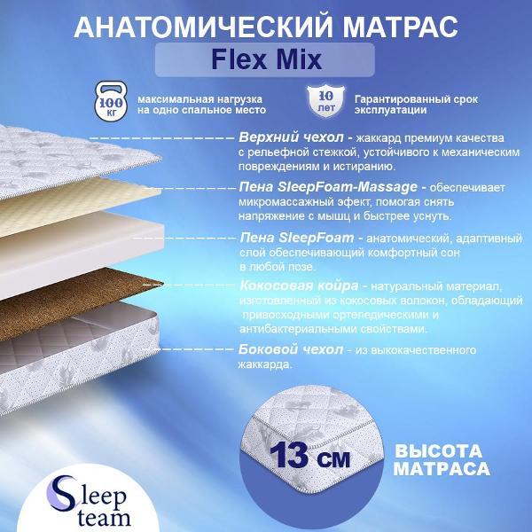 Изображение товара Матрас SleepTeam Flex Mix 155х175, для кровати, высота 13 см, беспружинный с массажным эффектом, двуспальный
