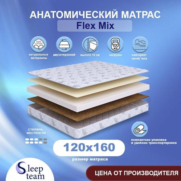 Изображение товара Матрас SleepTeam Flex Mix 120х160, для кровати, высота 13 см, беспружинный с массажным эффектом, односпальный