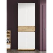 Изображение товара Шкаф Правила мебели Квик-Степ, со штангой, с ящиками, с полками, 80х51.2х220 см, Дуб Крафт золотой / Белый шагрень