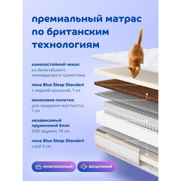 Изображение товара Матрас Blue Sleep 140х200 ортопедический пружинный анатомический Strike, 27 см