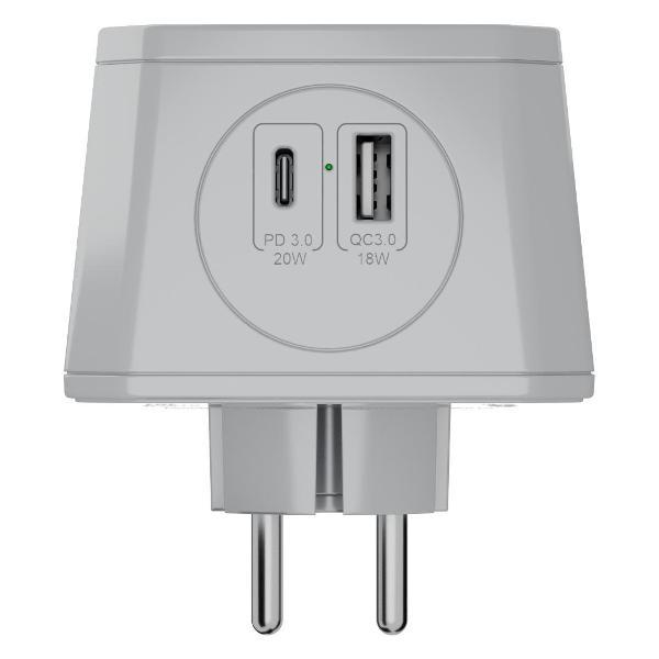 Изображение товара Тройник и переходник электрический AGNI TP-WJ2U3E-L серый