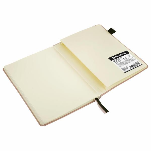 Изображение товара Блокнот для записей Brauberg А5 138x213мм Velvet, резинка, держатель, 80л, клетка, серо-голубой, 116241