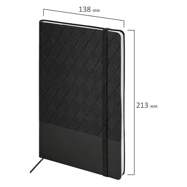 Изображение товара Блокнот для записей Brauberg А5 138x213мм, Tissage, под кожу, 80л, резинка, клетка, красный, 116603