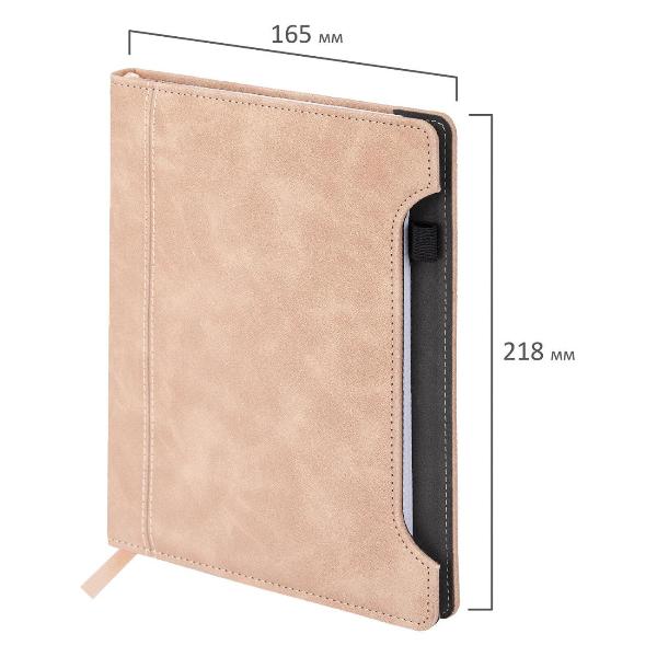 Изображение товара Блокнот для записей Brauberg А5 165x218мм Perfect, под кожу софт-тач, держатель, 80л, клетка, бордовый, 116616