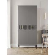 Изображение товара Шкаф Правила мебели Санторини с полками, на ножках, 97.8х54.4х220 см, Антрацит лак, МДФ / Серый шифер, ЛДСП