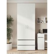 Изображение товара Шкаф Правила мебели Тайлер двухстворчатый, с полками, с ящиками, со штангой, 80.1х51.6х210см, Белый текстурный