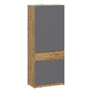 Изображение товара Шкаф Правила мебели Анталья с ящиками, с полками, 90х50.6х221.6 см, Дуб Крафт золотой / Графит серый