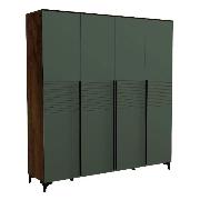 Изображение товара Шкаф Правила мебели Бергамо с полками, с ящиками, со штангой, с доводчиками, 20х52х216.7 см, Таксус / Оливковый