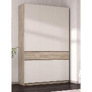 Изображение товара Шкаф Правила мебели Бостон с полками, с ящиками, со штангой, 150х51х236 см, Дуб Крафт серый / Кашемир