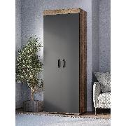 Изображение товара Шкаф Правила мебели Пегас с полками, со штангой, 80.2х51х217.6 см, Дуб Каньон / Графит