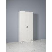 Изображение товара Шкаф Правила мебели Ливерпуль с полками, со штангой, без карниза, 100х41.4х220.3 см, Ясень Ваниль / Белый