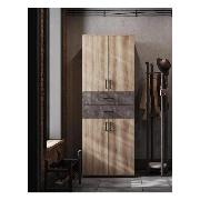 Изображение товара Шкаф Правила мебели Нельсон 5 со штангой, с ящиками, с полками, 80х50х220 см, Железный камень / Дуб Каньон