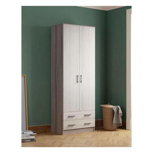 Изображение товара Шкаф Правила мебели Прагма с ящиками, со штангой, 80х48.7х220 см, Ясень Шимо темный / Ясень Шимо светлый