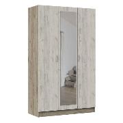 Изображение товара Шкаф Правила мебели Бриз с зеркалом, с полками, со штангой, 120х51.6х202 см, Дуб Крафт серый / Дуб Крафт белый