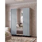 Изображение товара Шкаф Правила мебели Олива трехдверный, с зеркалом, с полками, со штангой, 150.2х51.4х201.6 см, Дуб Каньон / Шарли бриз