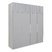 Изображение товара Шкаф Правила мебели Урбан Лайт с ящиками, с полками, 200х55х220 см, Белый шелк / Лайт Грей софт, 4 двери